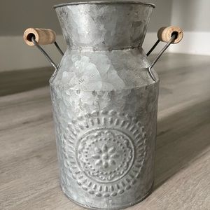 Galvanized Metal Milk Can Silver